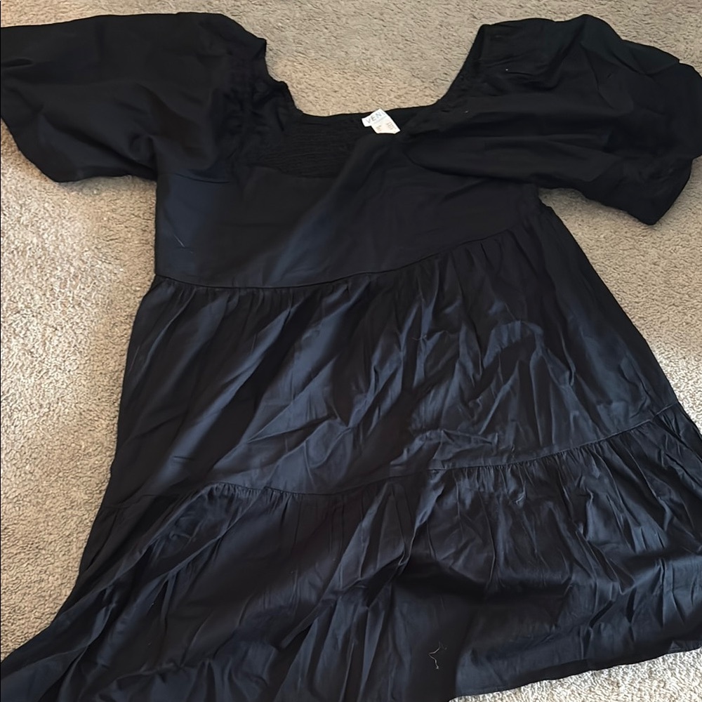 VENUS Black Puff Sleeve Dress 001A